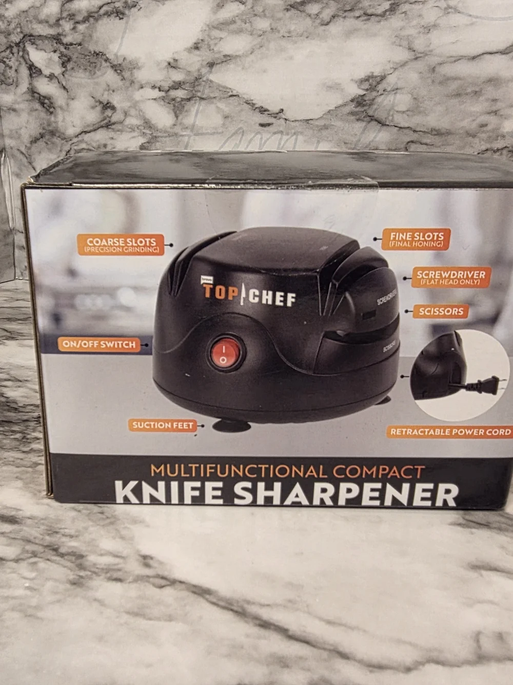 TOP CHEF Multifunctional Compact Knife Sharpener - Black NEW IN BOX